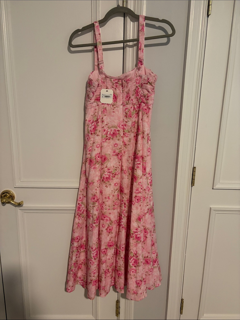 Altar'd State Pink Floral Maxi Skirt with Pleated Bodice - Picture 3 of 4